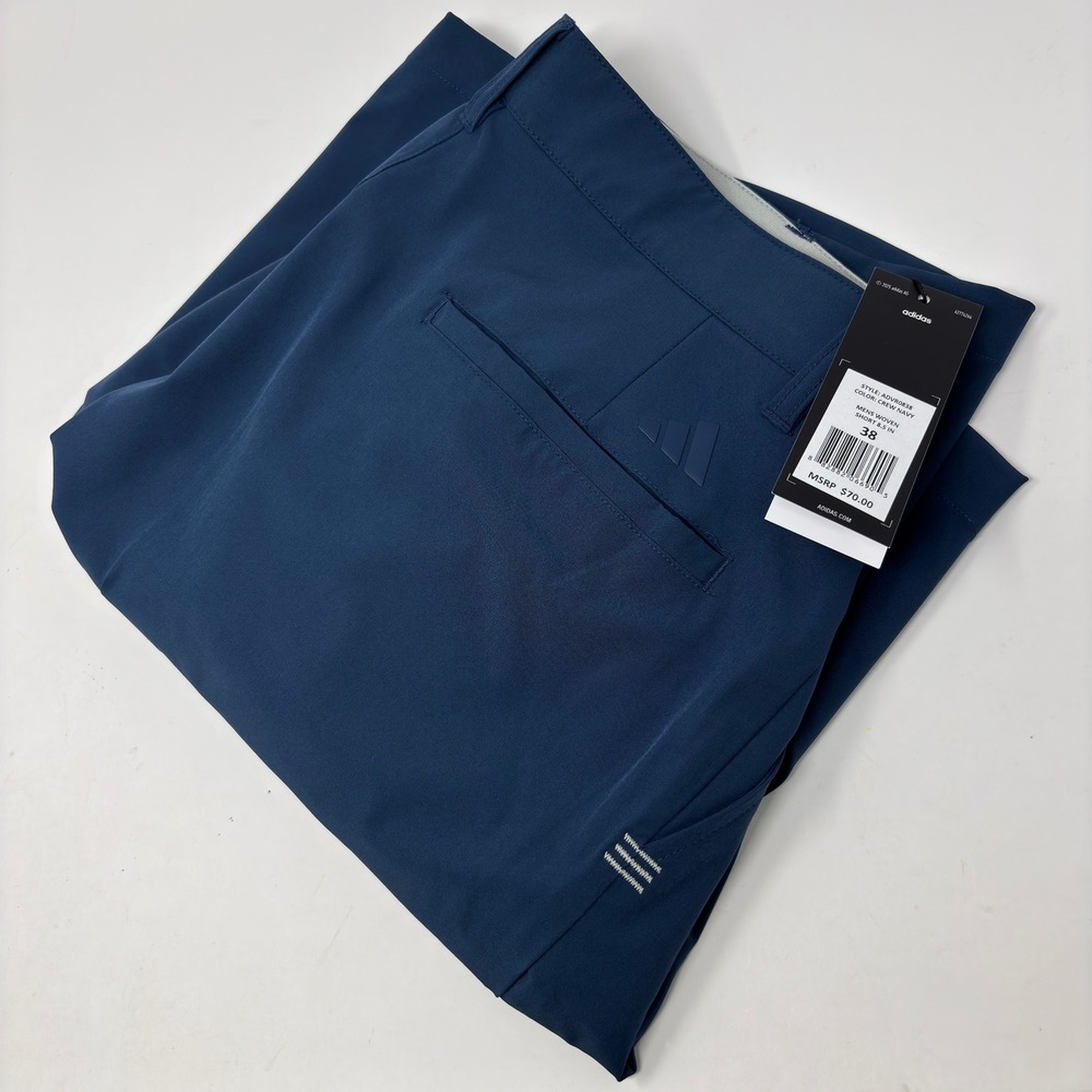 NWT Adidas Men's 38 Woven Golf Shorts Crew Navy 8.5" Business Casual Performance